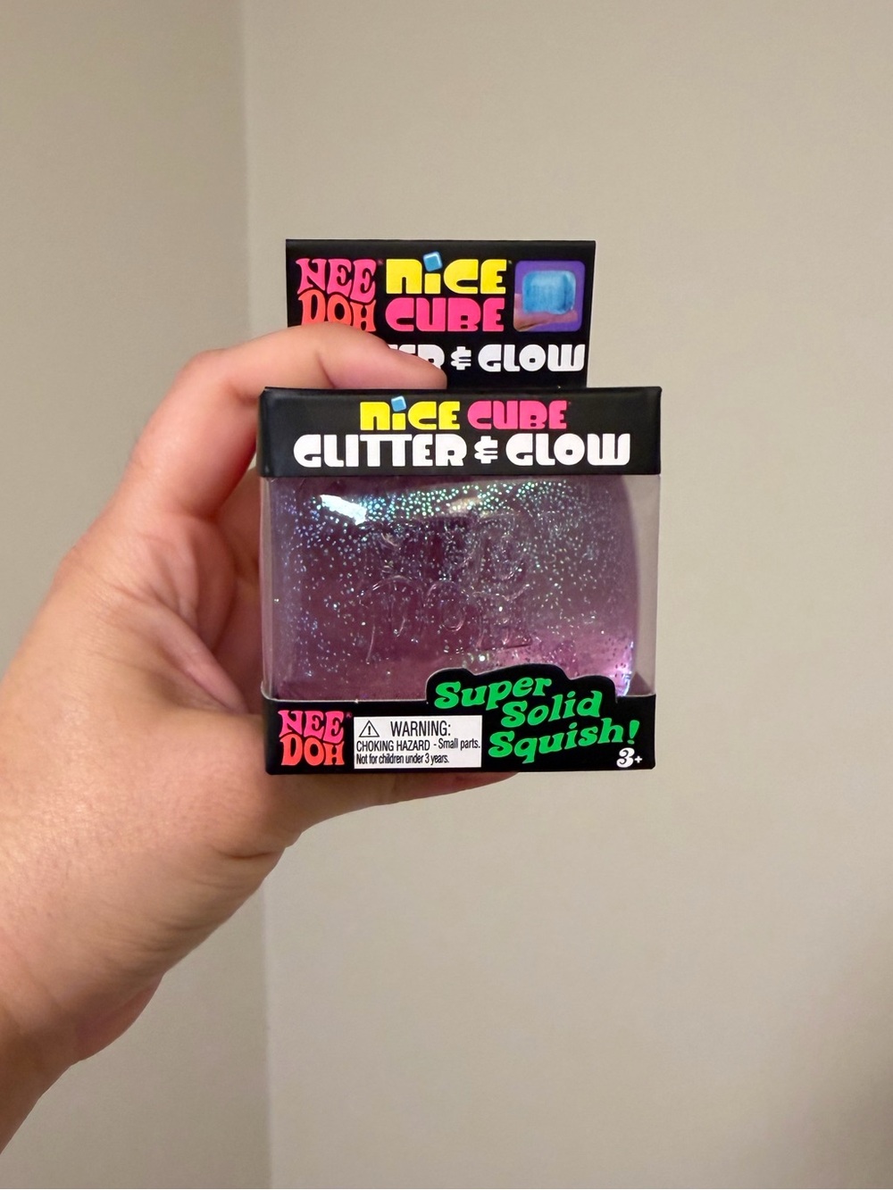 NeeDoh Nice Cube Glitter & Glow (1 PC) - Purple
